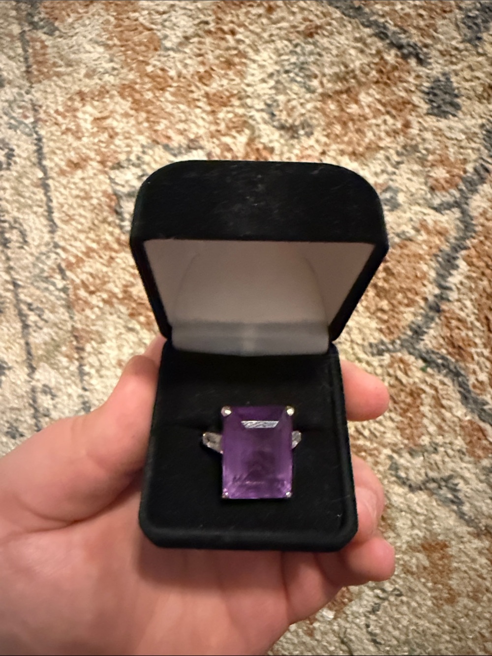 Sterling Silver Ring with real amethyst stone